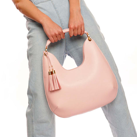 Lou - borsa da donna in pelle rosa, modello a spalla con tracolla by Pianigiani