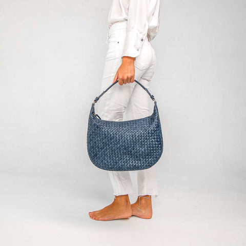 Alba in Blue Woven Leather