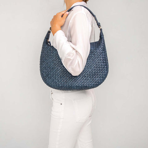 Alba in Blue Woven Leather