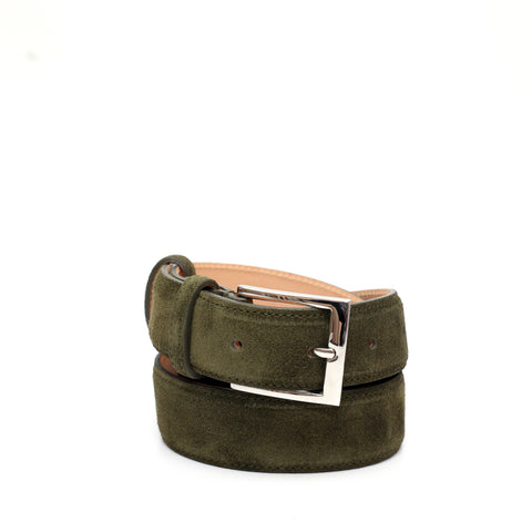 Belt in olive green suede