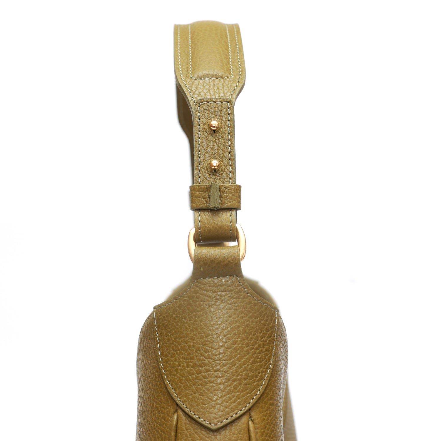 Cloe piccola, borsa da spalla in morbida pelle martellata verde, design a sacca con accessori metallici color oro,firmata Pianigiani Bags