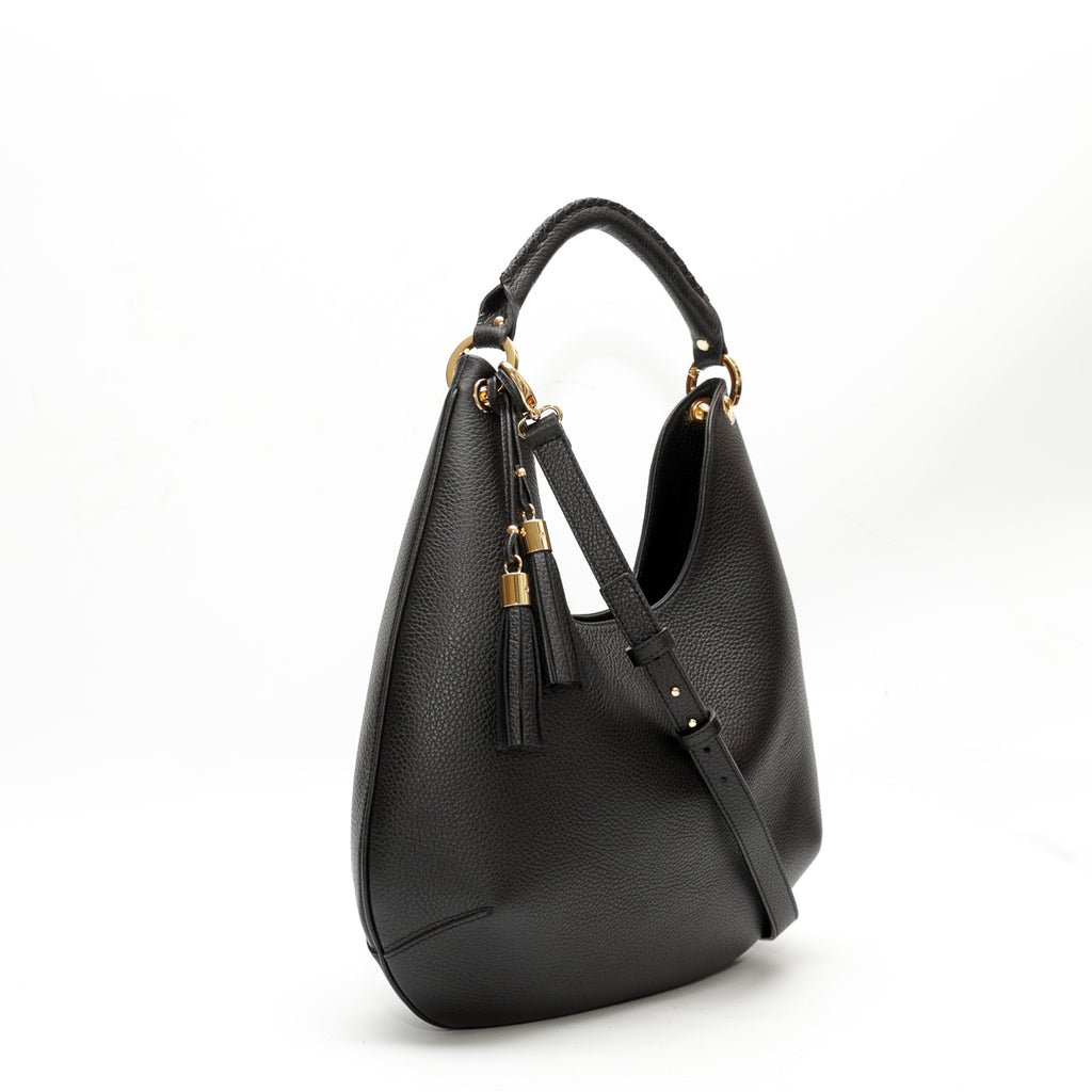 Lou bag in pebbled black leather – PIANIGIANI