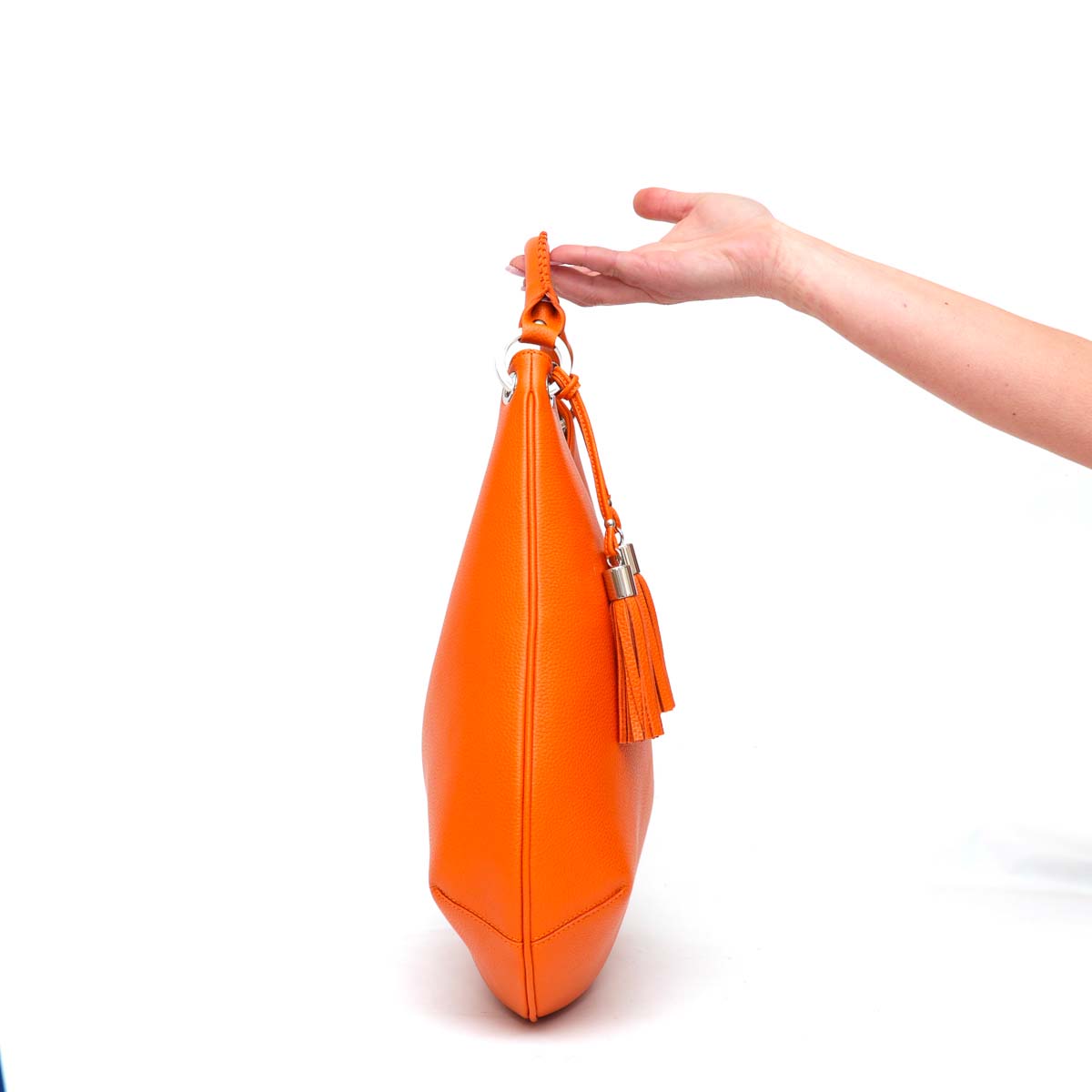 Lou - borsa da donna in pelle arancio, modello a spalla con tracolla by Pianigiani