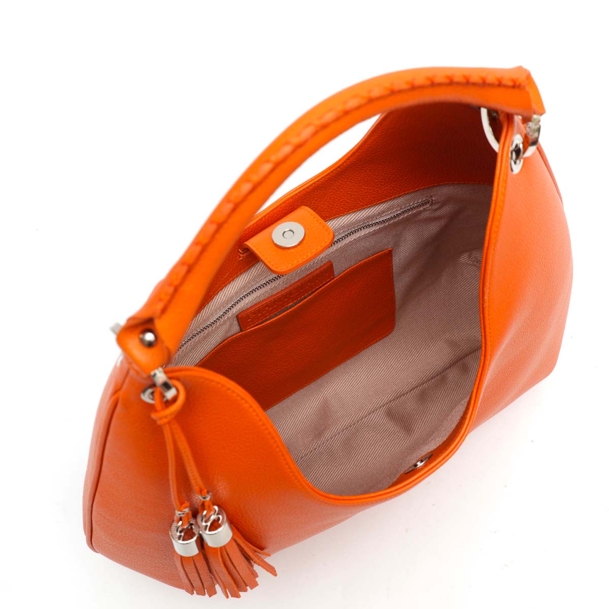 Lou - borsa da donna in pelle arancio, modello a spalla con tracolla by Pianigiani