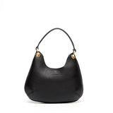 Mini Lou, borsa da donna in pelle martellata nera con tracolla, misure larghezza cm 23, altezza cm 19, profondità cm 6, prodotta da Pianigiani