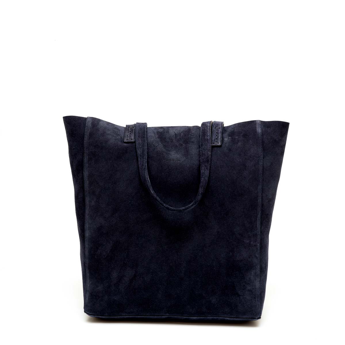 Soft, borsa da donna modello shopping in pelle scamosciata blu, realizzata e venduta da Pianigiani