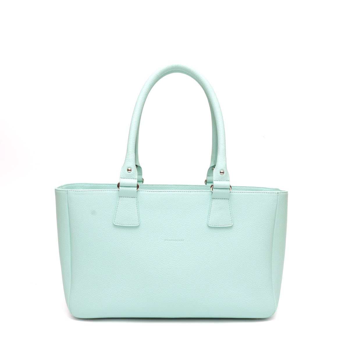 V bag in aquamarine leather