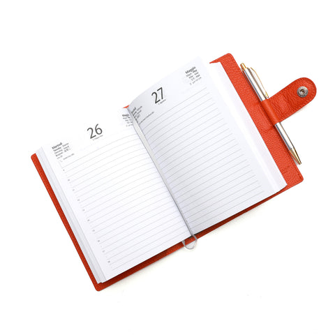 Agenda media in pelle arancio