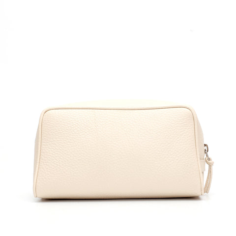 Ball grande in pelle martellata avorio pochette da viaggio e per uso quotidiano, realizzata da Pianigiani Bags.