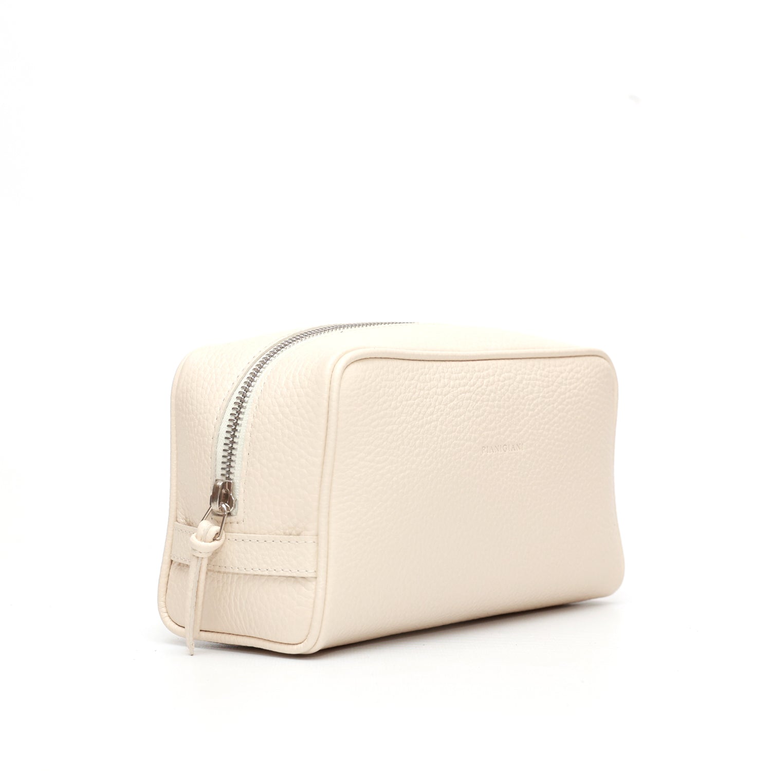 Ball grande in pelle martellata avorio pochette da viaggio e per uso quotidiano, realizzata da Pianigiani Bags.