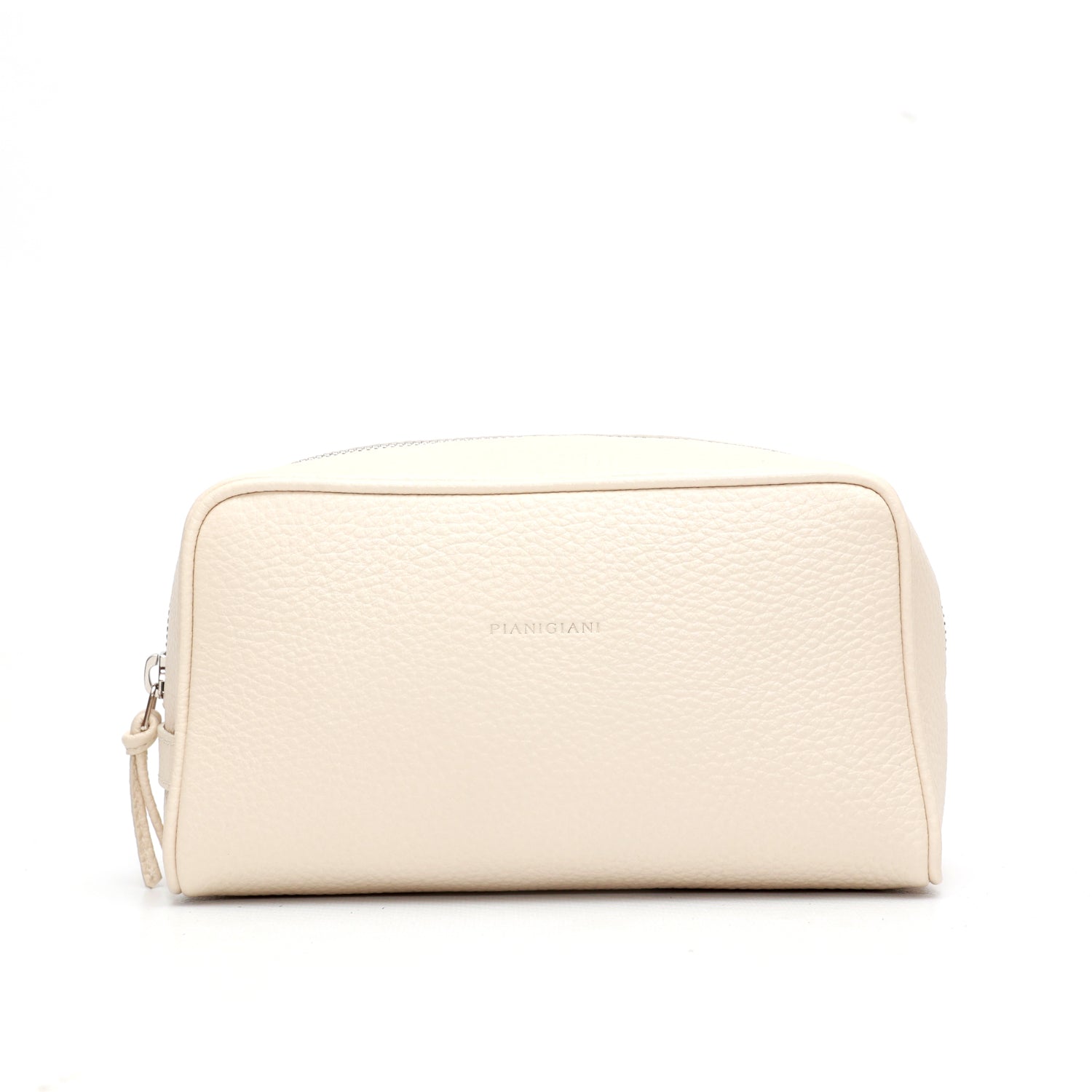Ball grande in pelle martellata avorio pochette da viaggio e per uso quotidiano, realizzata da Pianigiani Bags.