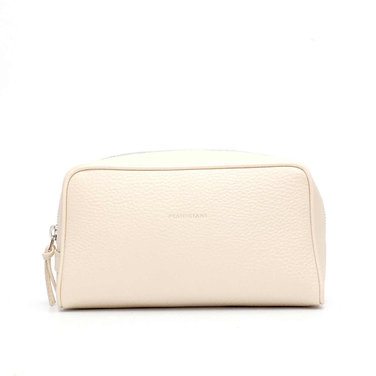 Ball grande in pelle martellata avorio pochette da viaggio e per uso quotidiano, realizzata da Pianigiani Bags.