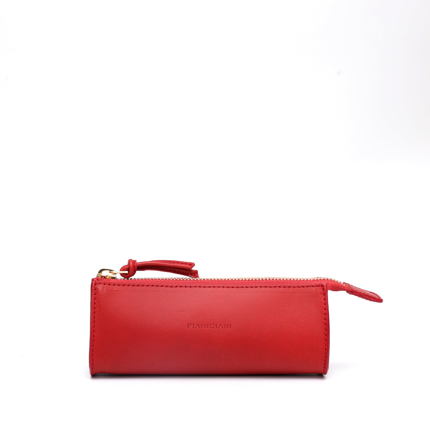 Beauty in pelle liscia rossa, prodotta da Pianigiani Bags.