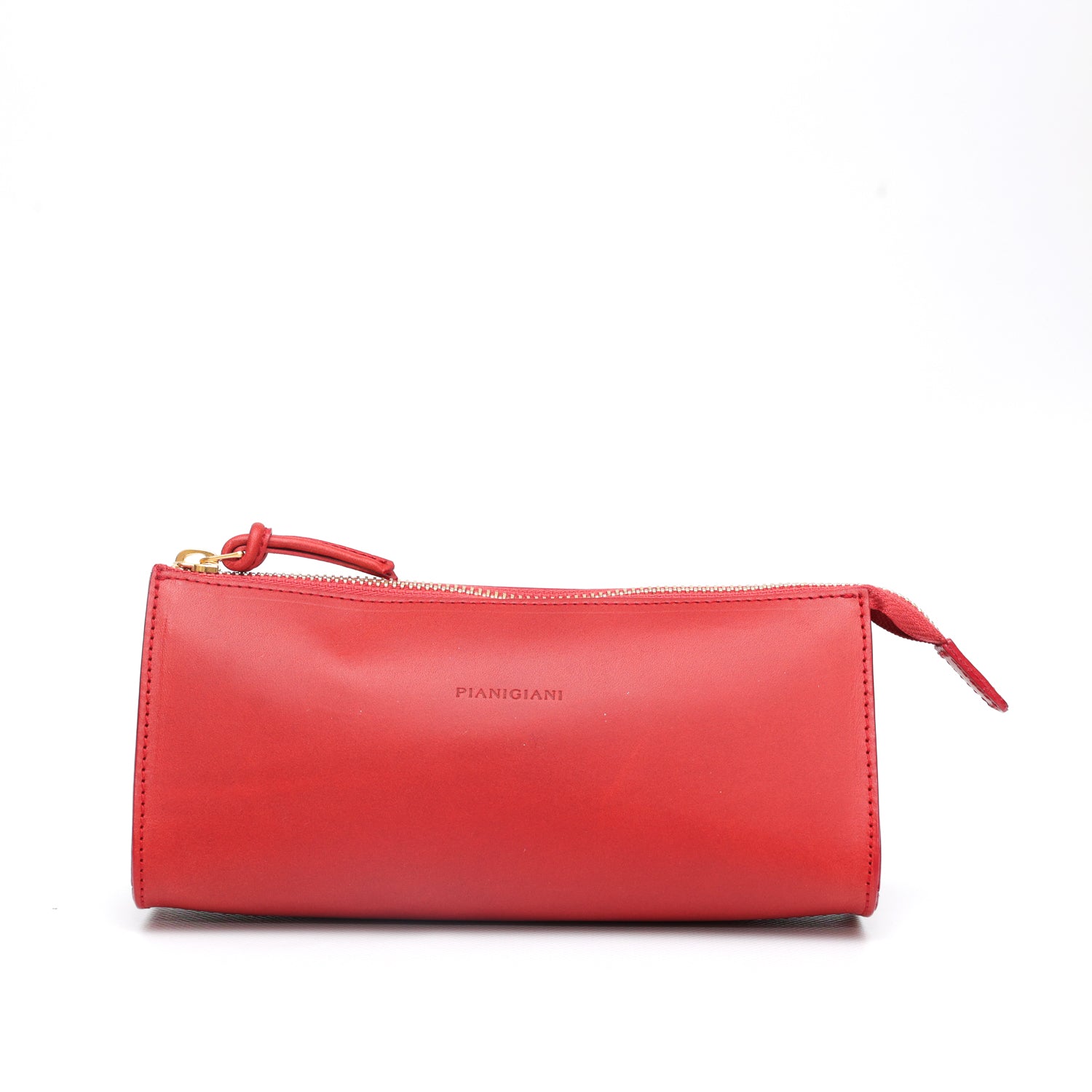 Beauty in pelle liscia rossa, prodotta da Pianigiani Bags.