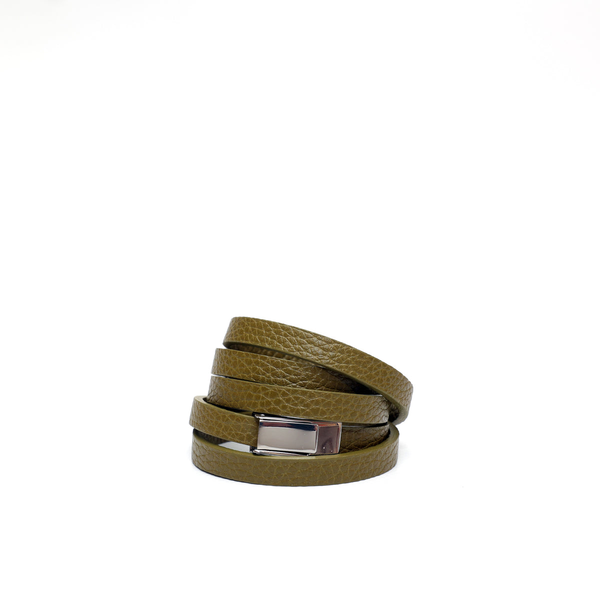 Bracciale multigiro in pelle verde oliva