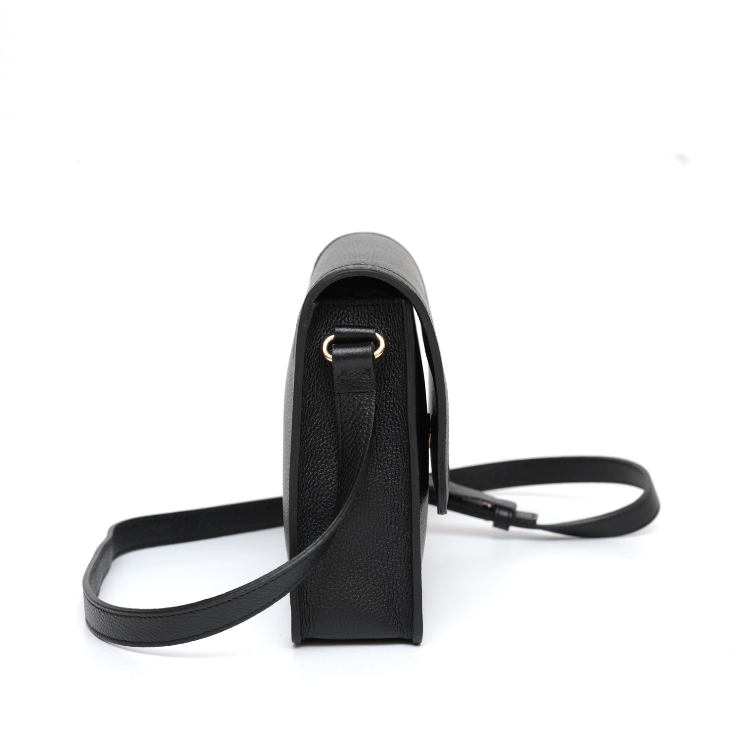 Cara bag grande, borsa da donna a tracolla in pelle martellata nera, prodotta da Pianigiani Bags.