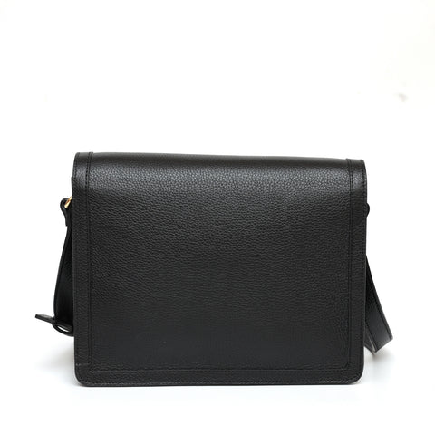 Cara bag grande, borsa da donna a tracolla in pelle martellata nera, prodotta da Pianigiani Bags.