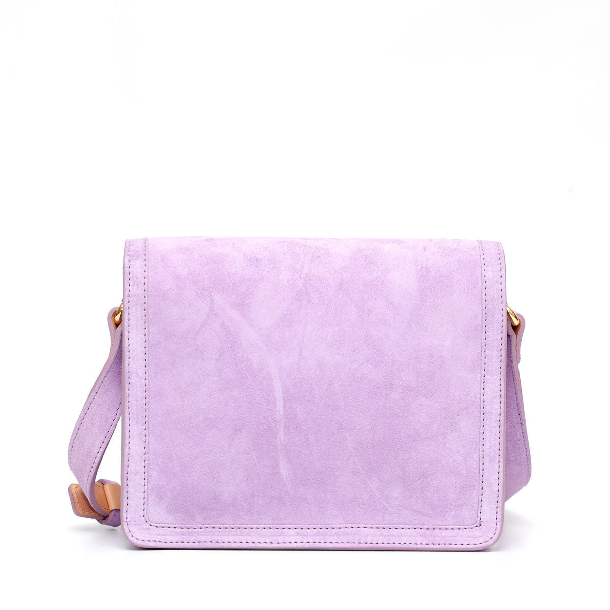Cara bag,borsa donna a tracolla in pelle scamosciata lilla. Prodotta a mano da Pianigianibags
