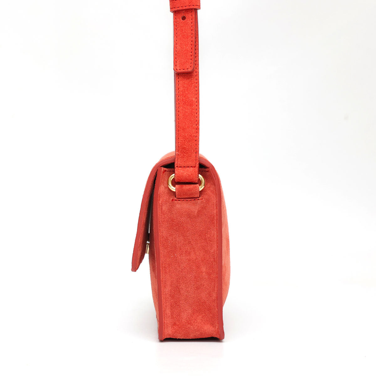 Cara bag, borsa donna a tracolla in pelle scamosciata color ruggine. Prodotta a mano da Pianigiani bags