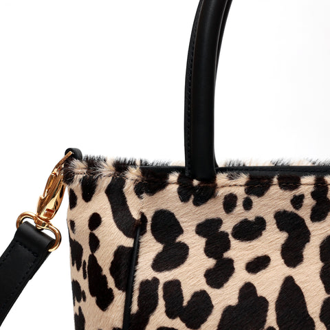 Charlotte piccola, borsa in pelle maculata con lacci a mano e tracolla removibile, prodotta da Pianigiani Bags.