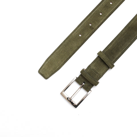 Belt in olive green suede