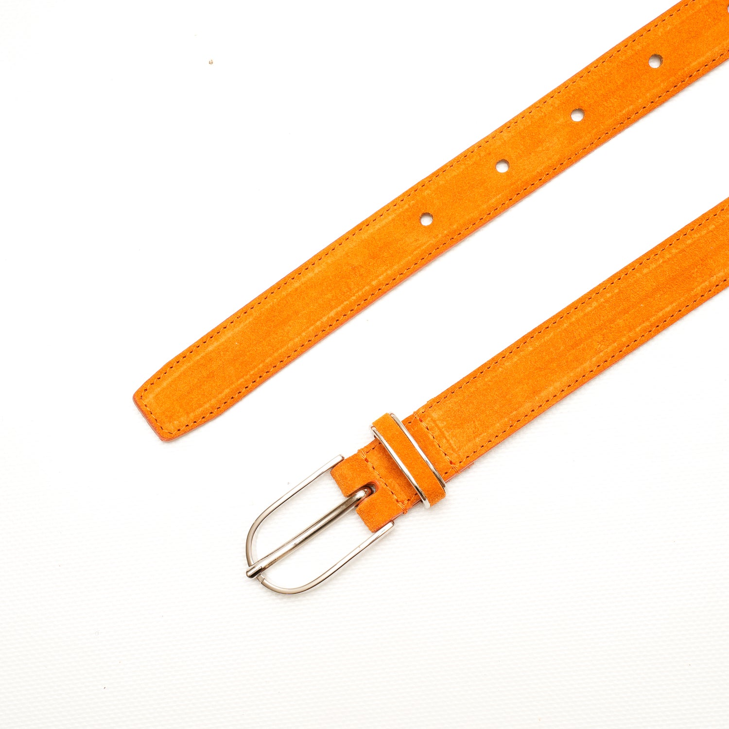 Cintura da donna in pelle scamosciata color arancio