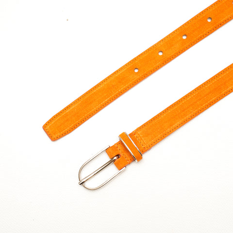 Cintura da donna in pelle scamosciata color arancio