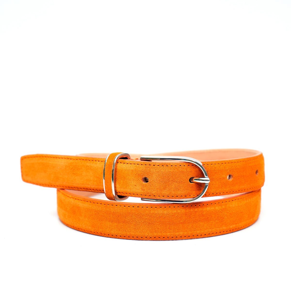 Cintura da donna in pelle scamosciata color arancio