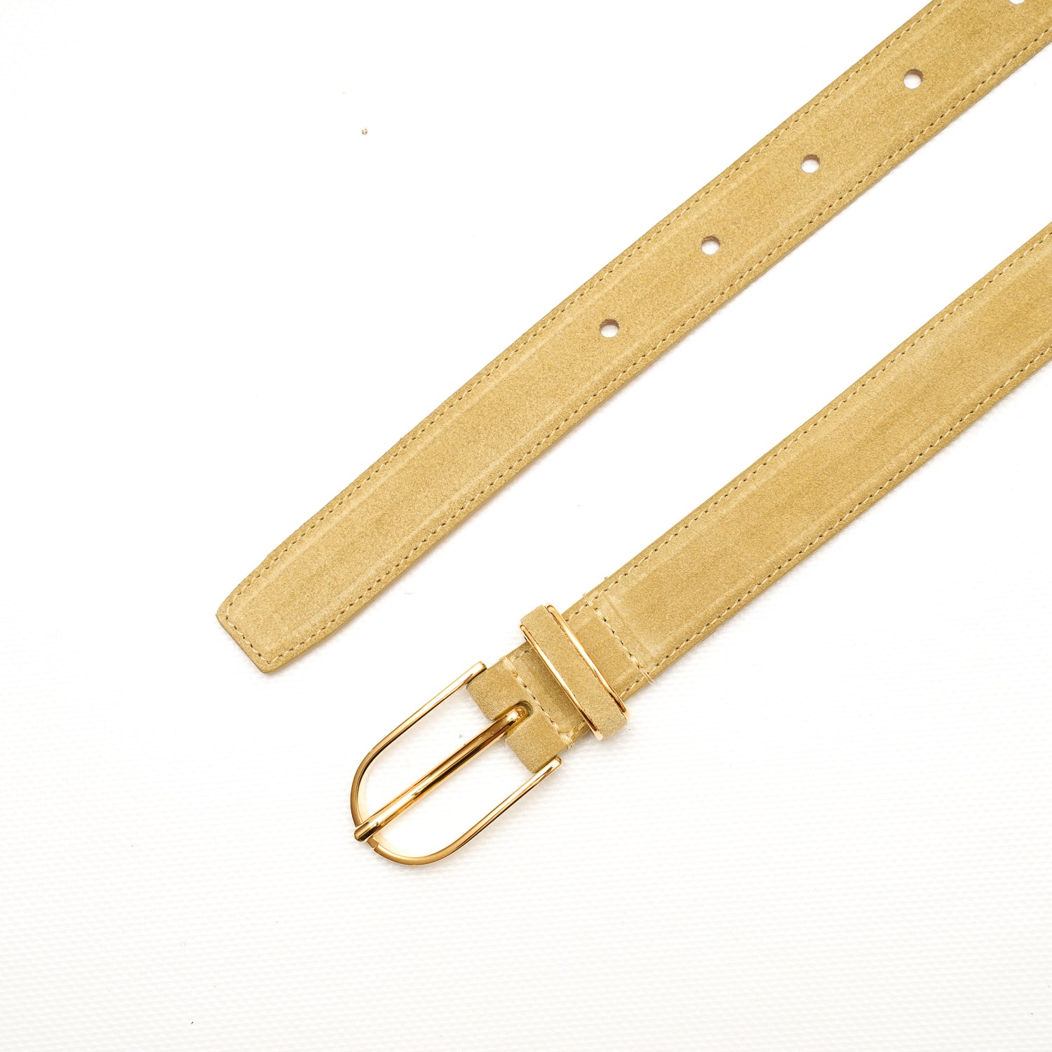 Cintura da donna in pelle scamosciata color beige