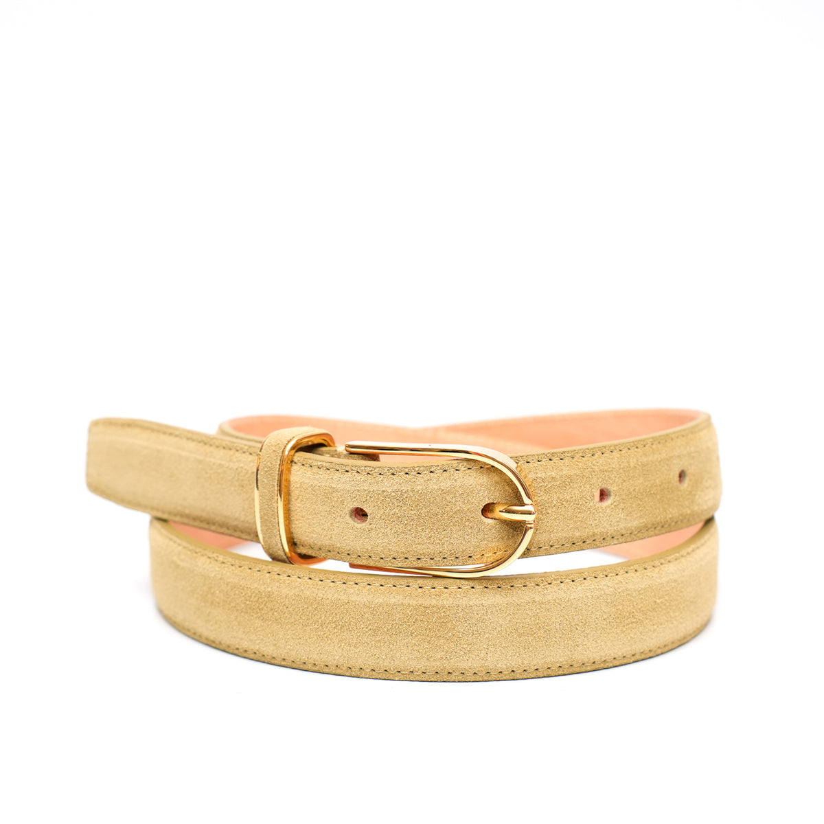 Cintura da donna in pelle scamosciata color beige