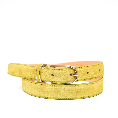 Cintura da donna in pelle scamosciata color lime
