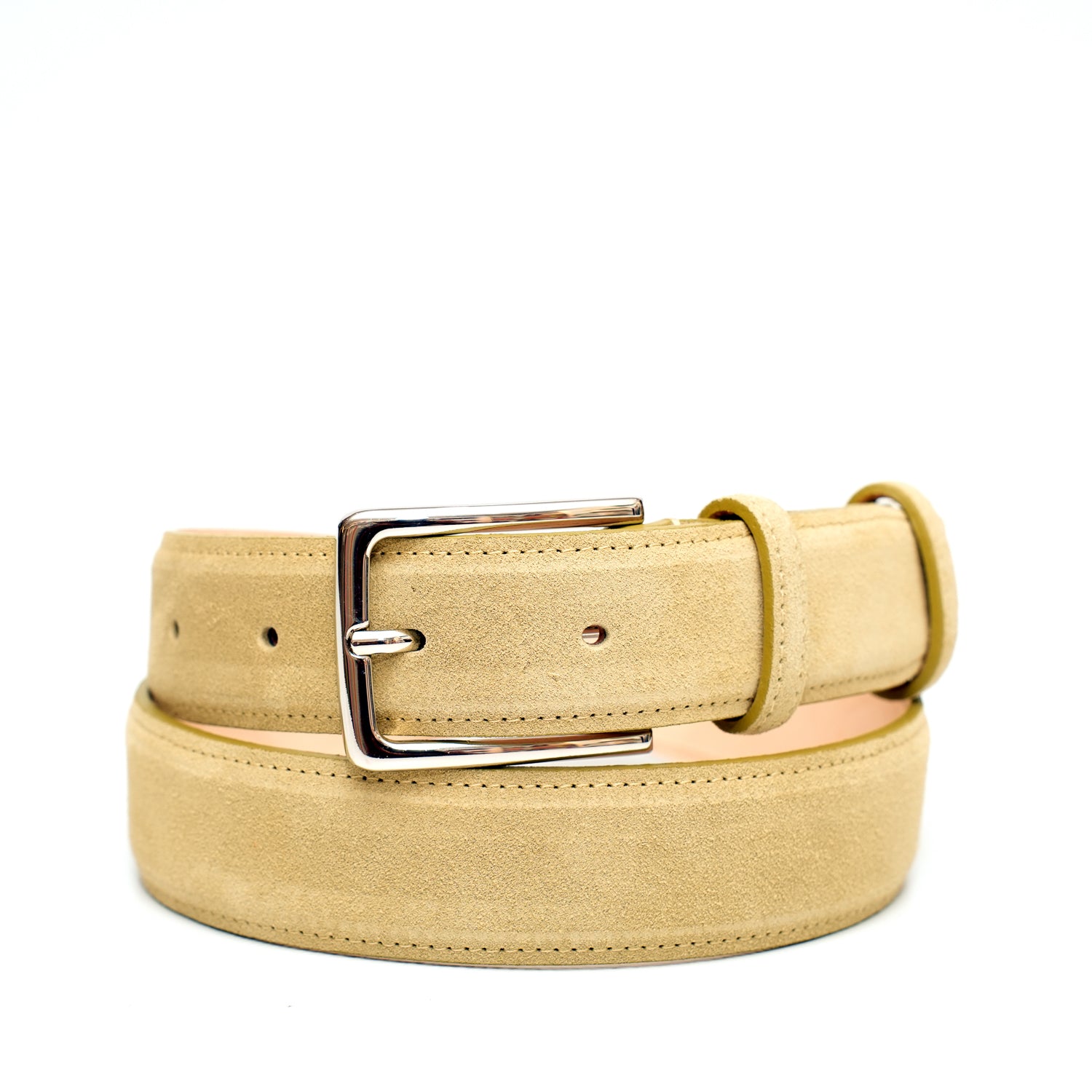 Cintura uomo in pelle scamosciata beige, prodotta da Pianigiani bags