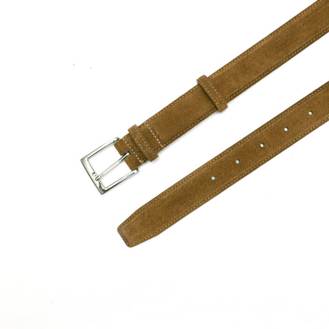 Cintura uomo in pelle scamosciata marrone chiaro, prodotta da Pianigiani bags