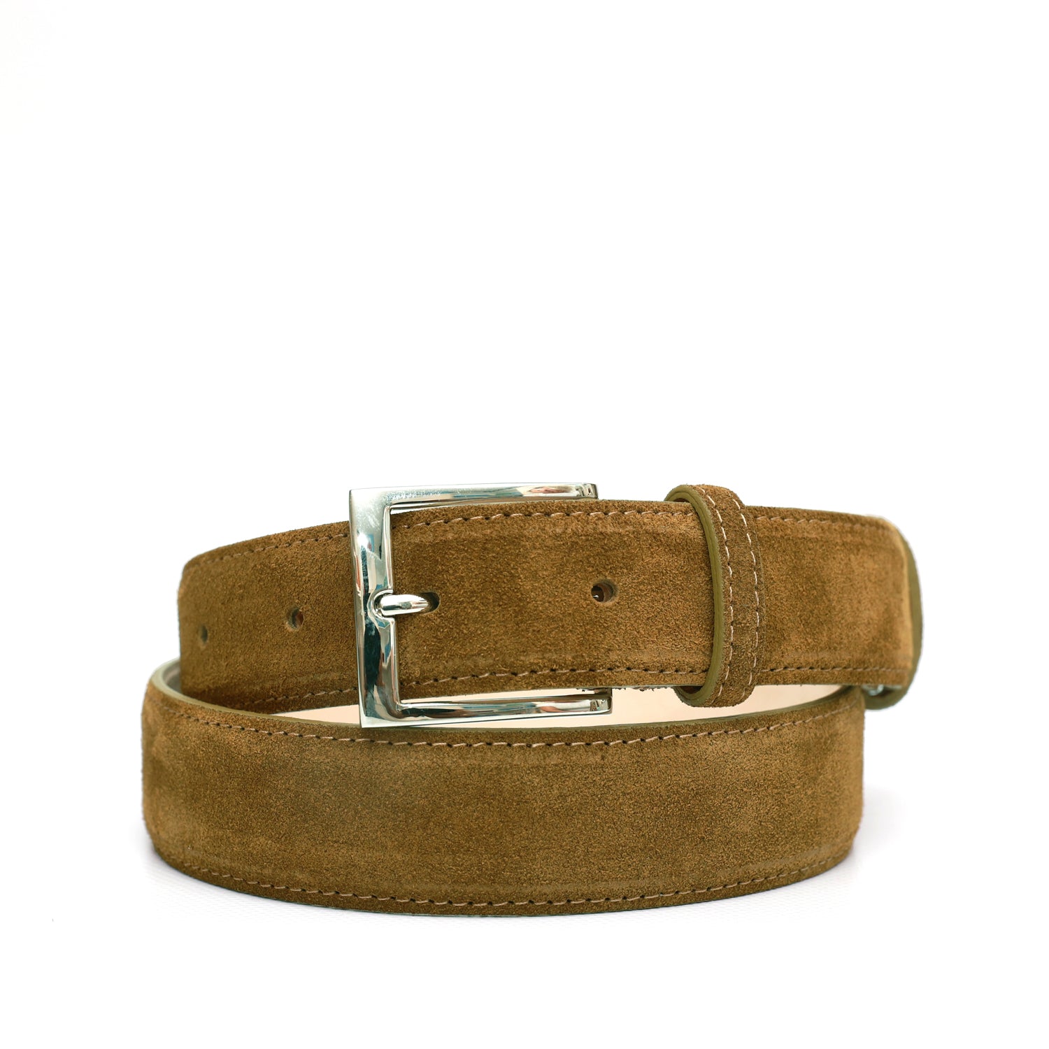 Cintura uomo in pelle scamosciata marrone chiaro, prodotta da Pianigiani bags