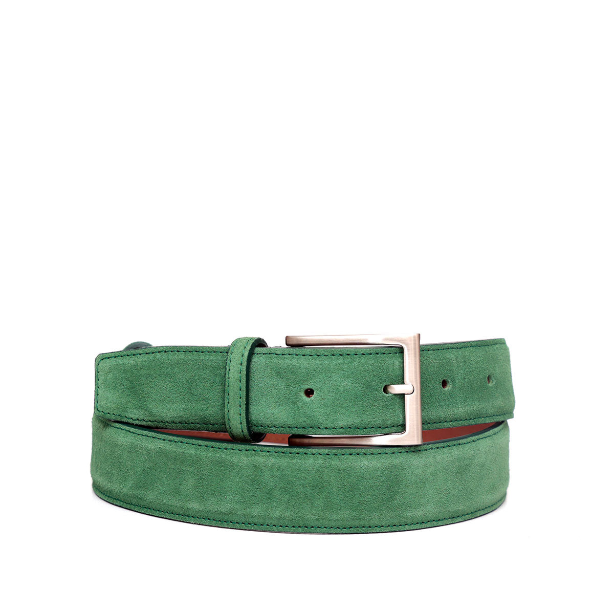 Cintura uomo in pelle scamosciata verde, fatta a mano da Pianigianibags
