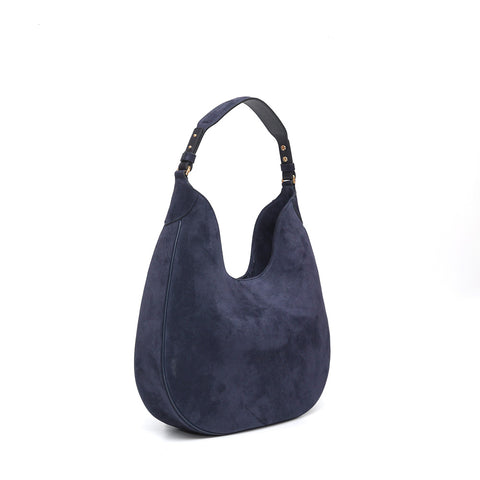 Cloe, borsa in pelle scamosciata blu, prodotta da Pianigiani.