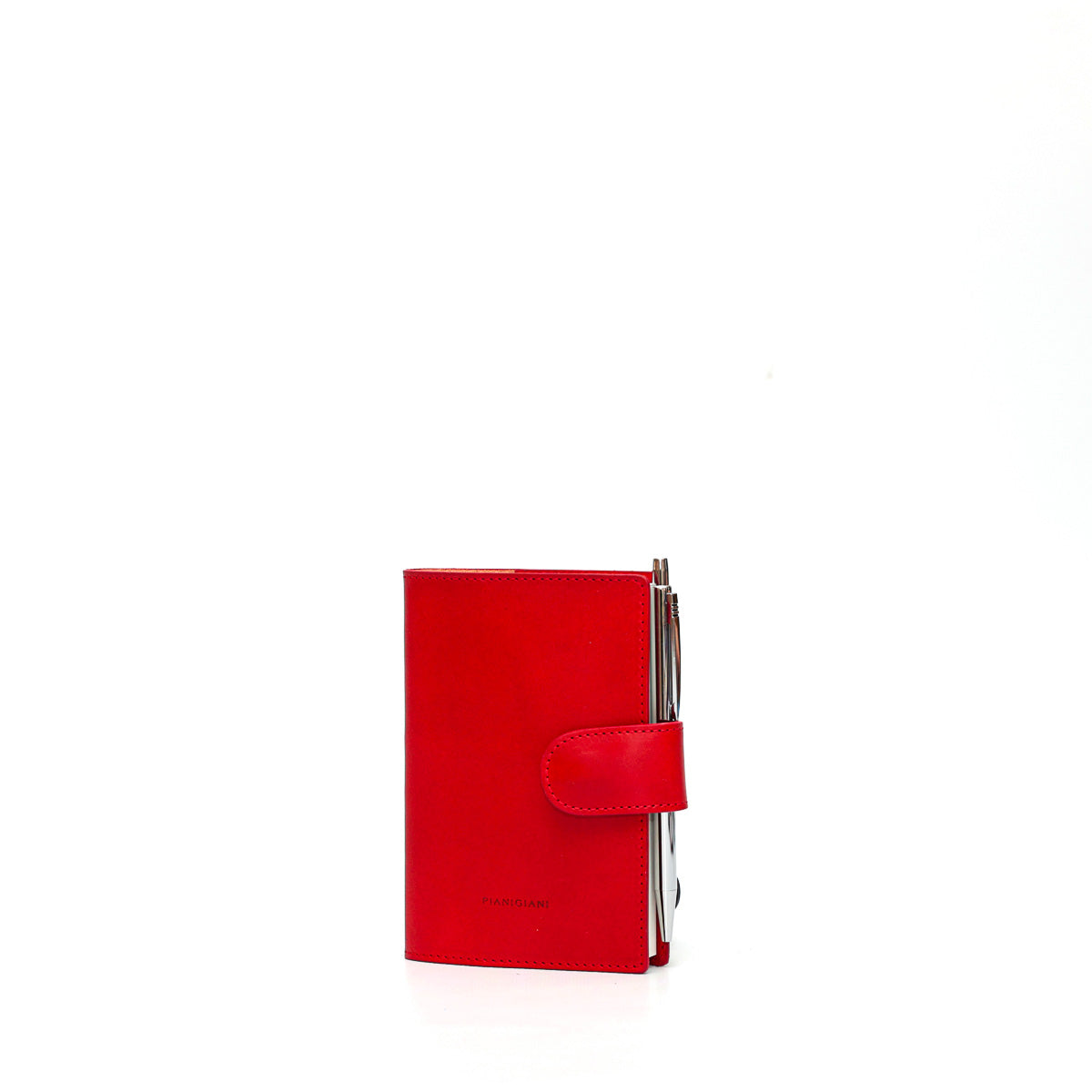 Diario piccolo in pelle liscia rosso, prodotto a mano da Pianigianibags
