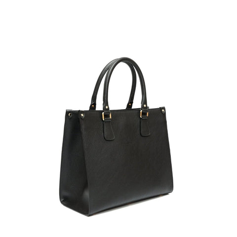 Lady bag S, borsa da donna a mano con tracolla in pelle martellata nera, realizzata da Pianigiani Bags.