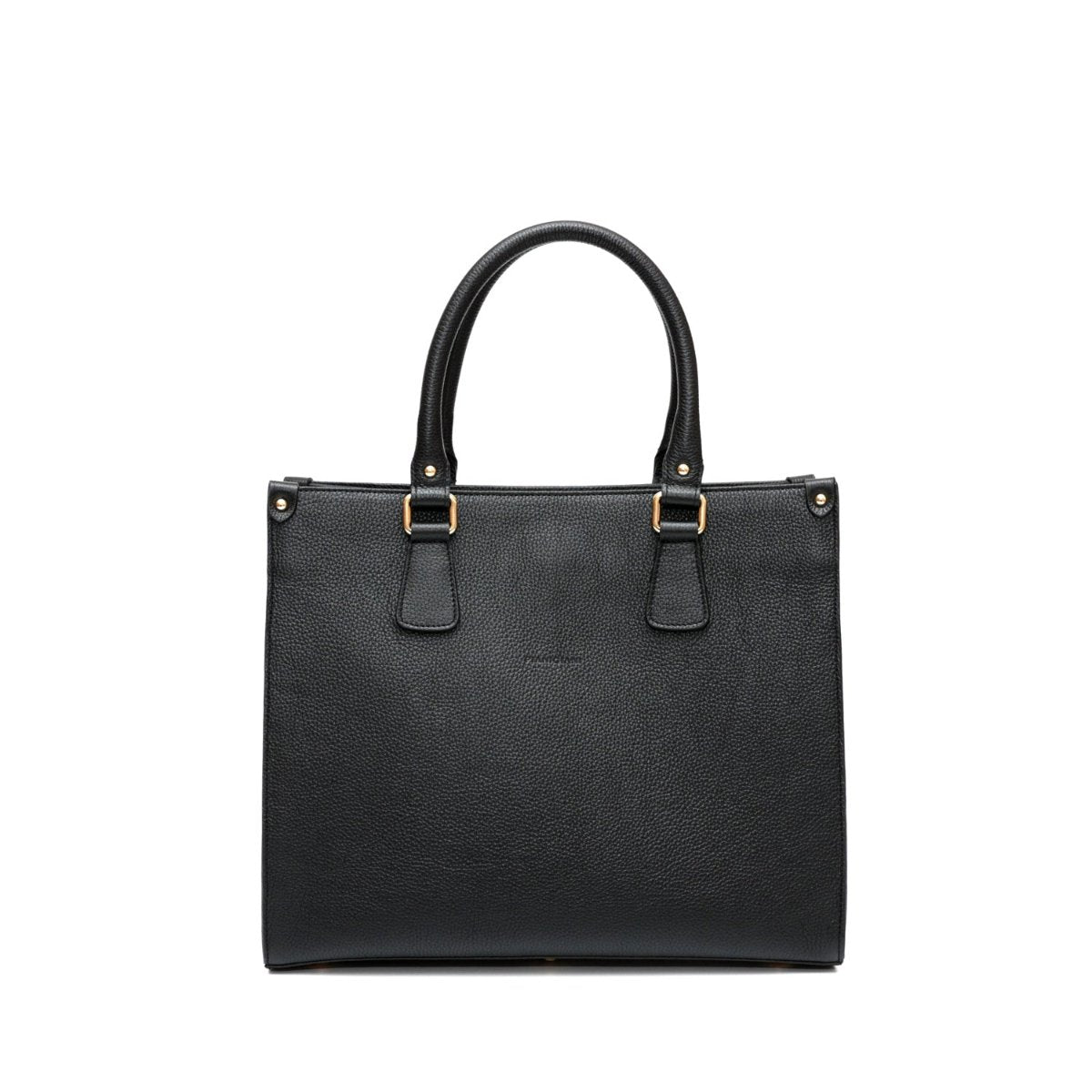 Lady bag S, borsa da donna a mano con tracolla in pelle martellata nera, realizzata da Pianigiani Bags.