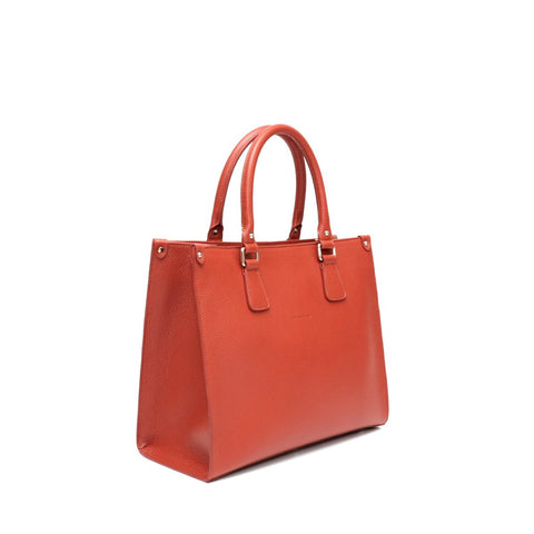 Lady bag S, borsa da donna a mano con tracolla in pelle martellata ruggine, realizzata da Pianigiani Bags.