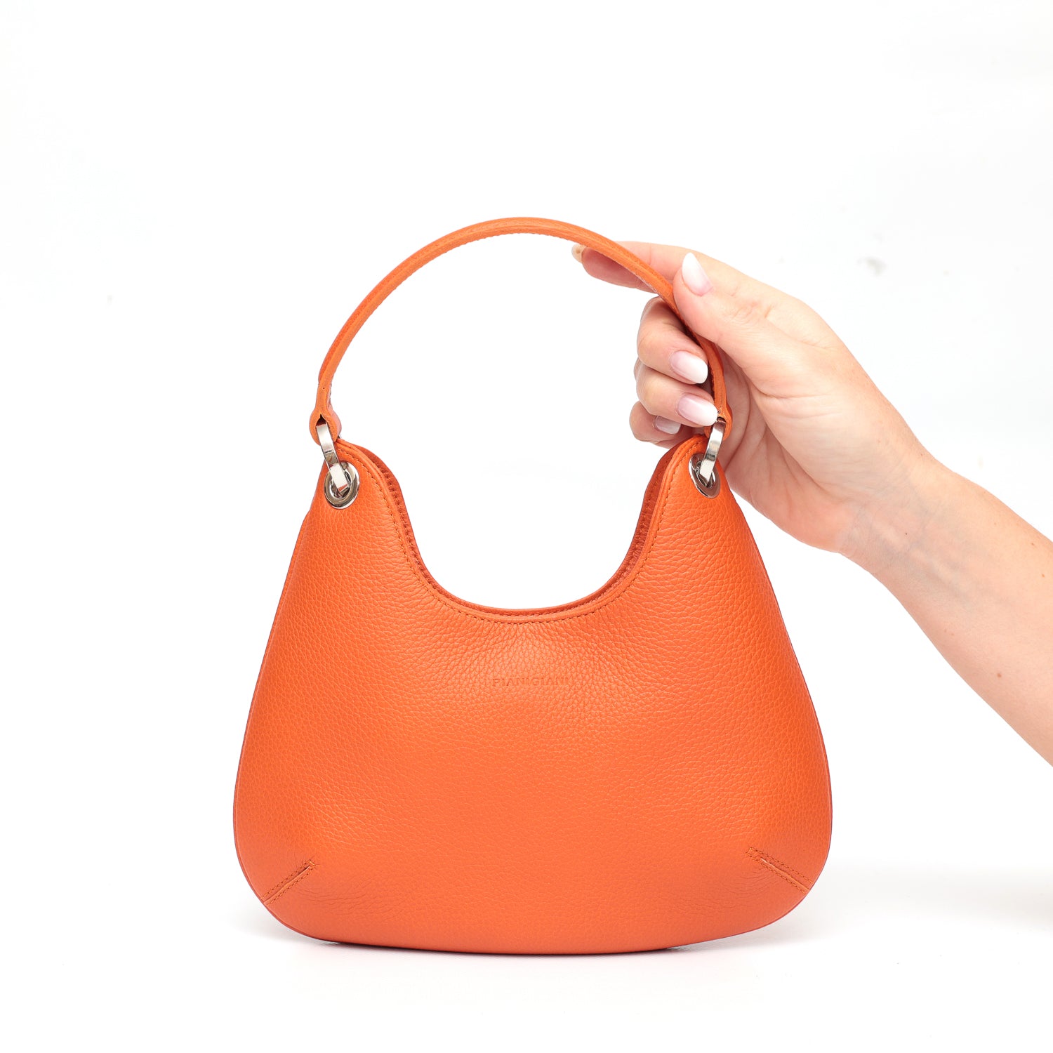 Mini Lou - borsa da donna in pelle arancio, modello a mano con tracolla by Pianigiani
