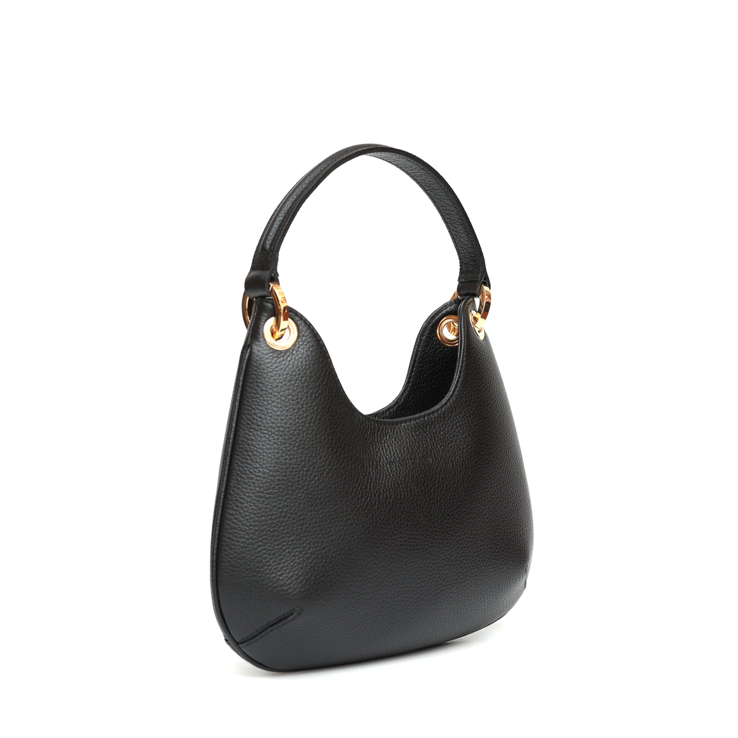 Borsa Mini Lou in pelle martellata nera, da portare a mano o con la comoda tracolla, prodotta da Pianigiani leather bags.