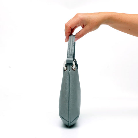 Mini  Lou bag - borsa da donna in pelle grigia, modello a mano con tracolla by Pianigiani