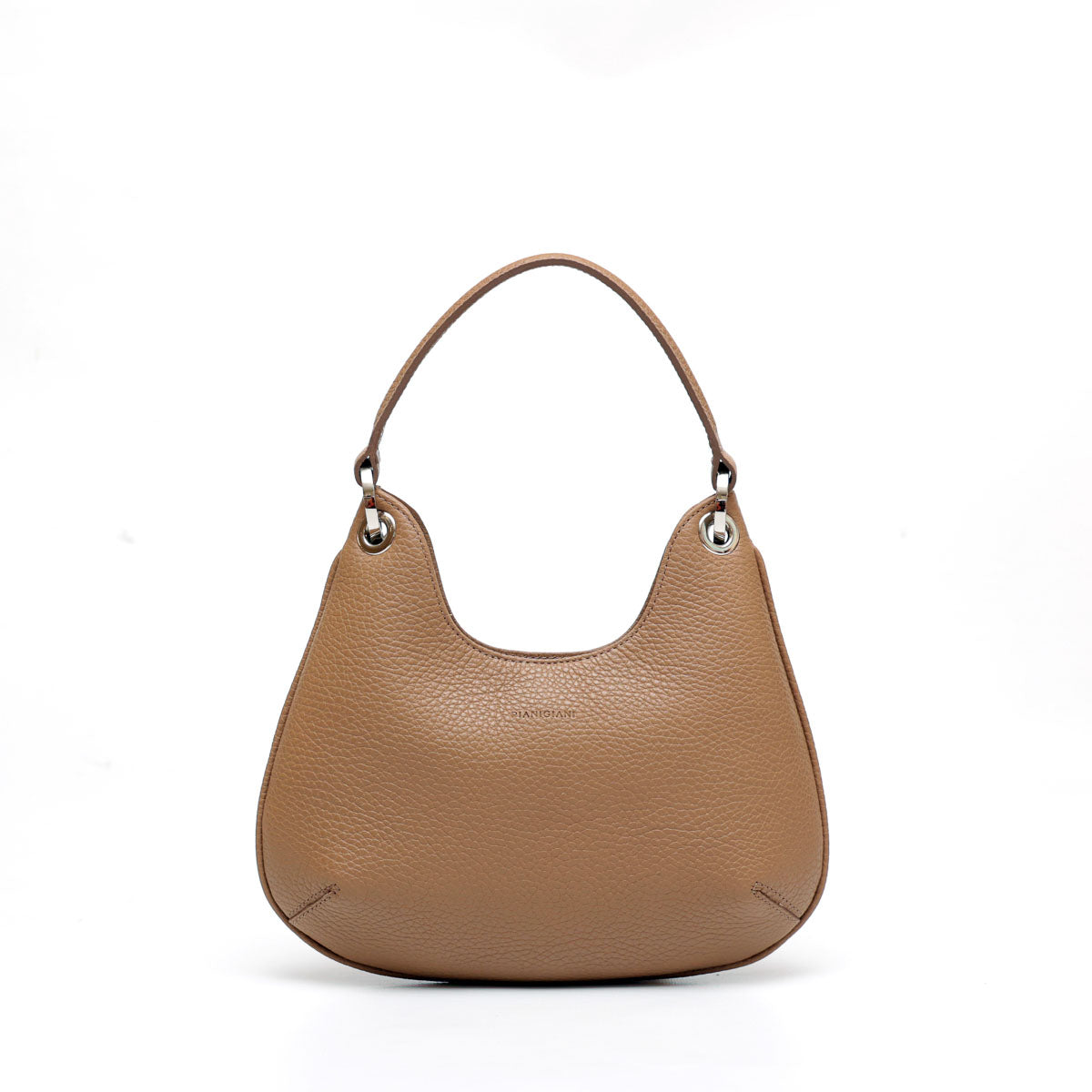 Mini  Lou bag - borsa da donna in pelle taupe, modello a mano con tracolla by Pianigiani