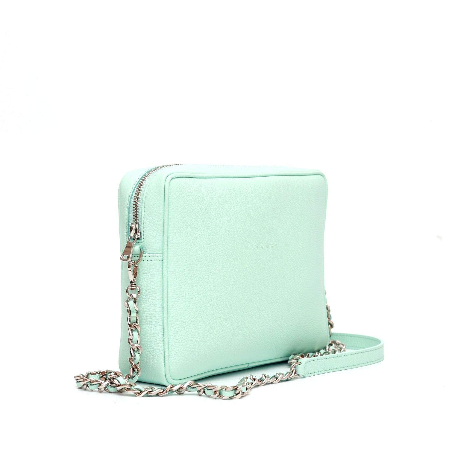 Borsa donna a tracolla in pelle acquamarina,prodotta a mano presso Pianigiani bags