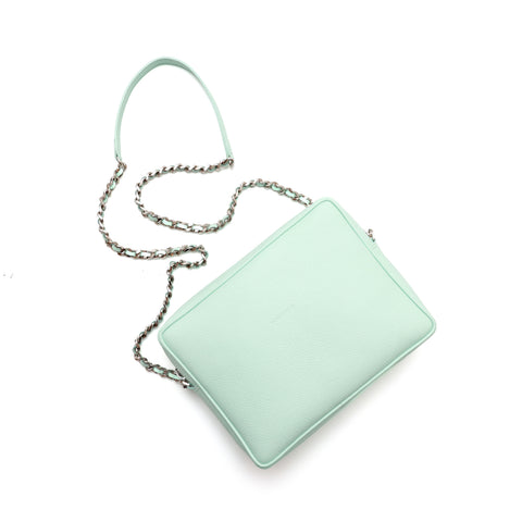 Borsa donna a tracolla in pelle acquamarina,prodotta a mano presso Pianigiani bags