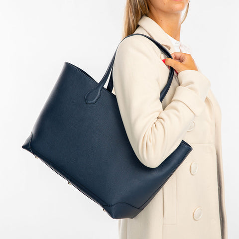 My bag, borsa da donna in pelle blu, Pianigiani