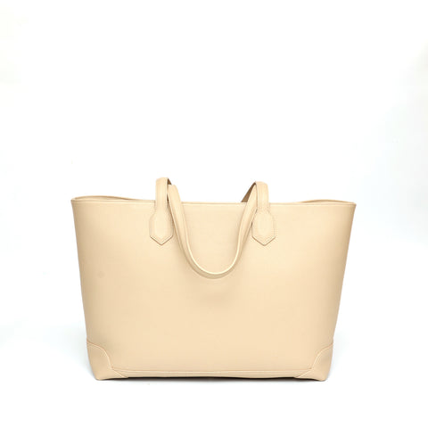 My bag, borsa da donna in pelle beige, da portare a mano o a spalla, realizzata artigianalmente da Pianigiani Bags.