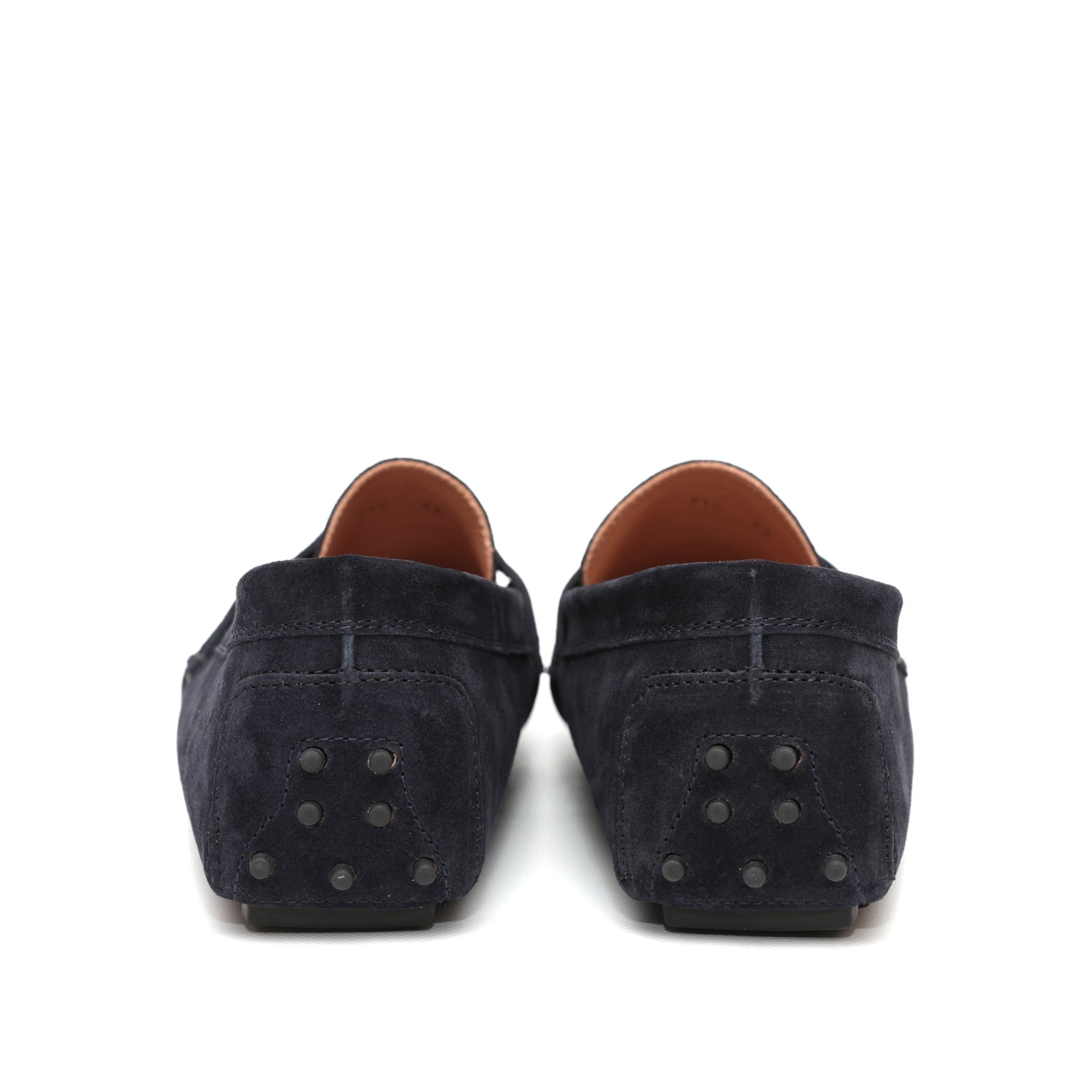 Mocassino da uomo scamosciato blu, modello gommino, prodotto in Italia.