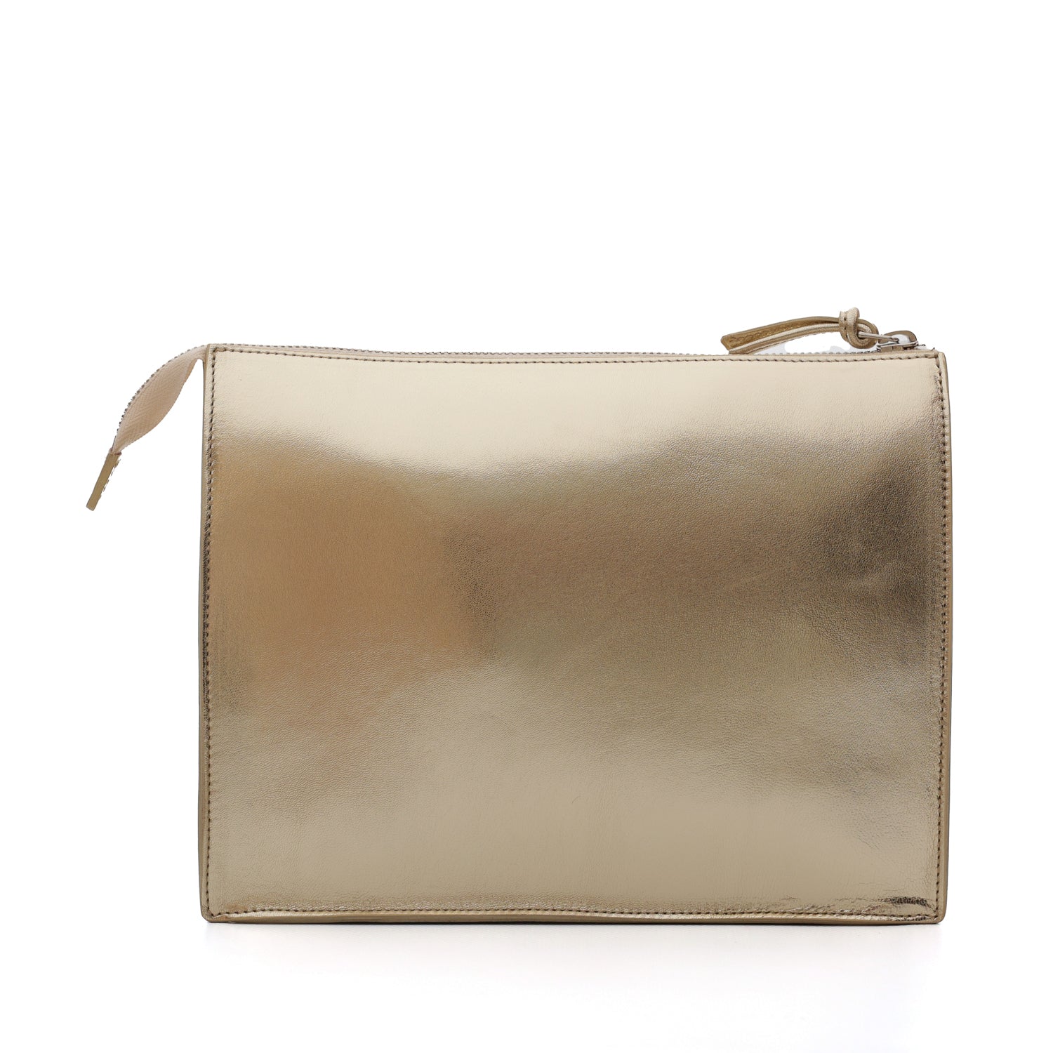 Pocket grande in pelle liscia oro, pochette da viaggio e per uso quotidiano, realizzata da Pianigiani Bags.